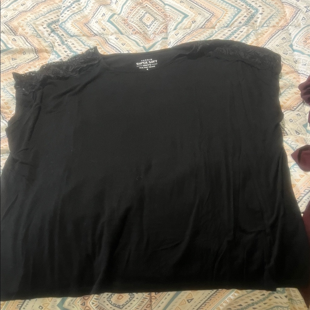 Torrid Black Lace Trim Tank Top